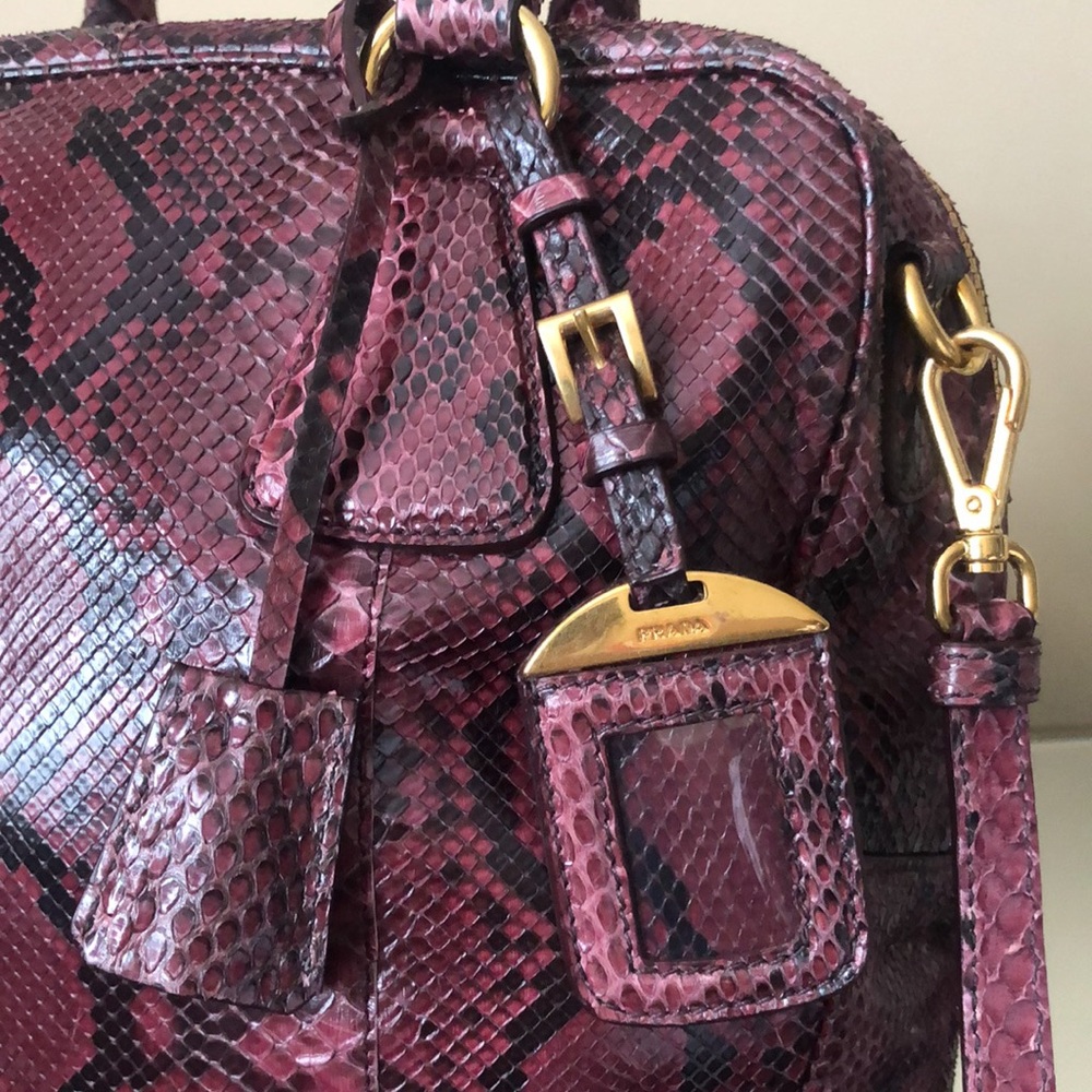 PRADA Purple Snakeskin Bauletto BL0756 Satchel Purse Bag - Picture 10 of 16